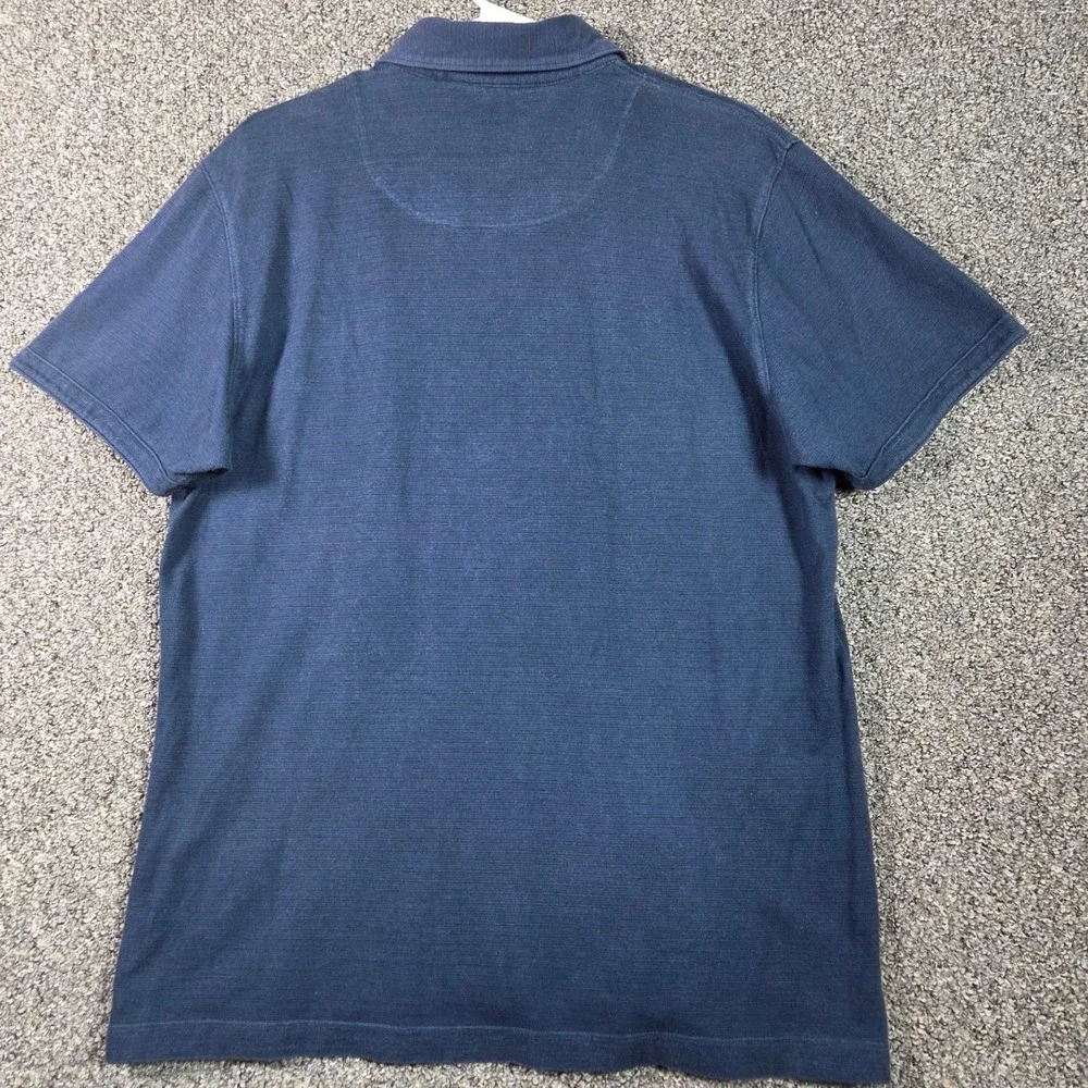 Banana Republic Polo Shirt Men Large Blue Short Sleeve Cotton Pocket Slub Knit